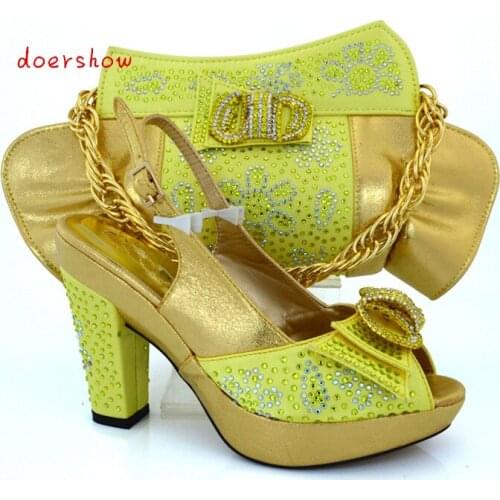 New Arrival Italian Style Woman Shoes And Bags Set Fashion High Heels Shoes With Matching Bag Set For Party doershow !HVB1-93