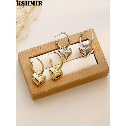 Kshmir New temperament C word ear ring Japanese and Korean simple heart earrings metal gold earrings jewelry 2021