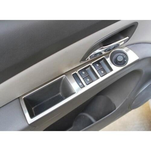 Stainless Car Interior Door Armrest Window Lift Switch Button Frame Trim Cover For Chevrolet Cruze 09-15 Decal Stickers