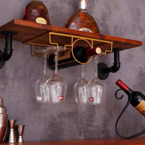 Hanging Wine Bottle Holder Rack Support For Goblet Glass Metal Wall Decor Shelf Wine Organizer Hanger