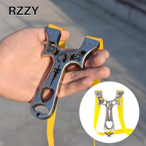 Stainless Steel Hunting Slingshot with Flat Rubber Band Professional Precision Shooting Catapult Outdoor Sports Accessories