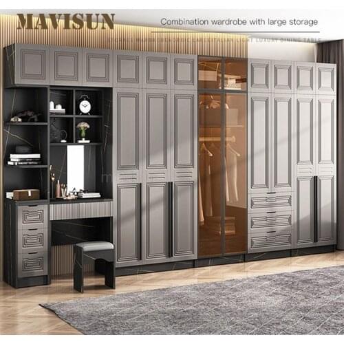 Nordic Minimalist Modern Household Bedroom Wooden Cabinet For Clothes Large Capacity Storage Combination Wardrobe Home Furniture