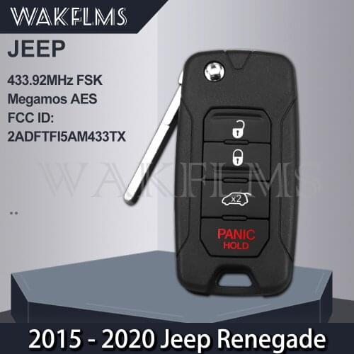 For Jeep Renegade 2015 2016 2017 2018 2019 2020 4 Btn Smart Car Key 433.92MHz Magamos AES Chip 2ADFTFI5AM433TX