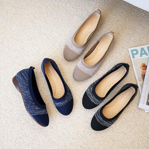 Flying Woven Shallow Shoes Womens Spring 2021 New Korean Style Knitted Round Toe Breathable Woven Flat Shoes