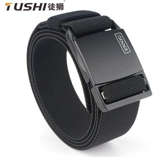 TUSHI 2021 Hot Sell Men Belt 125cm*3.8cm High-grade Nylon Weave Elastic Waistband Magnetic Quick Release Buckle Tactical Girdle