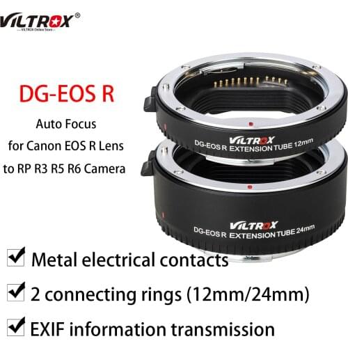 VILTROX DG-EOS R Metal Mount Auto Focus AF Macro Extension Tube Adapter Ring(12mm+24mm) for Canon EOS R/ RP Lens and Camera Body