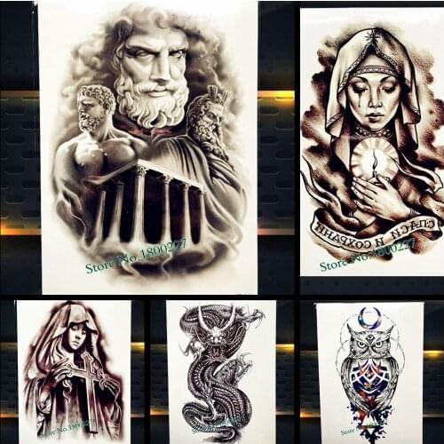 Alexandria Temporary Tattoo Stickers God Fake Flash Waterproof Fake Flash Tattoo MEn Body Art Arm 21*15CM Power Tatoo Justice