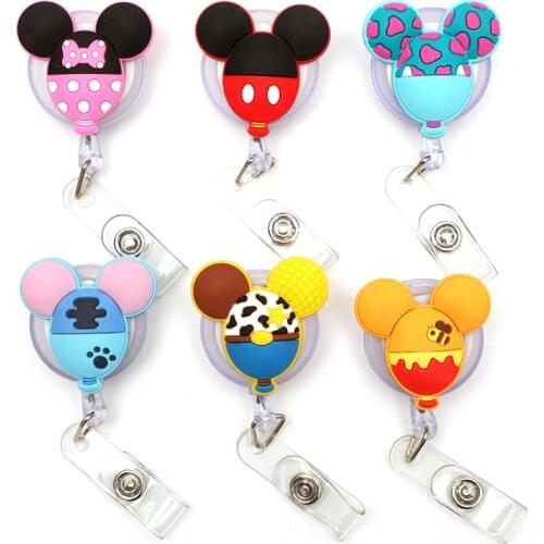 Cartoon Cute Mouse Style Retractable Badge Reel For Nurse & Doctor Card Holder Office & Hospital Supplies Boy & Girl Name Card