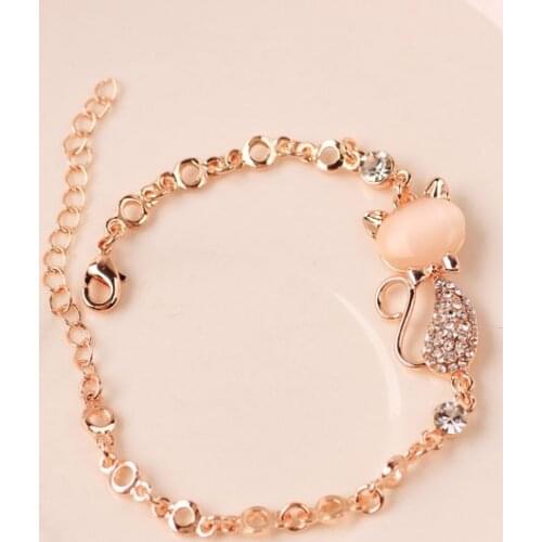 Ice River Women Metal Bracelet Female Shiny Cubic Zirconia Beads DIY Cat Charms Connector Bracelets Trendy Jewelry
