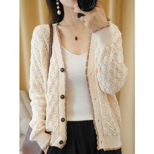 Harteen Spring Autumn 2021 Knitted Sweater V-Neck Loose All Match Long Sleeve Women Clothing Cardigan Femme Top Brandy Melville