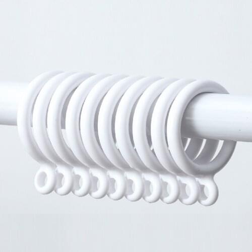 10Pcs Bathroom Shower Curtain Hooks Rings White Plastic O Rings for Curtain Rods