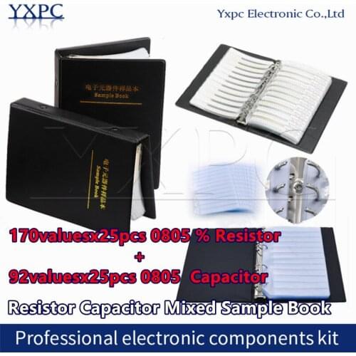 170valuesx25pcs=4250pcs 0805 SMD Resistor 0R~10M 1% + 92valuesX25pcs=2300pcs 0.5PF 0.5PF~22uF Capacitor Mixed Sample Book