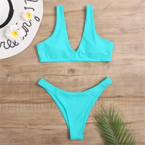 2020 New Solid Bikini Set Women Thong Sexy Push Up Swimwear Bathing Swimsuit Summer Beach Maillot De Bain Dropshipping