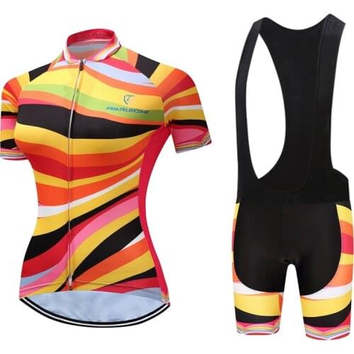 2020 Womens Cycling Shirts Bib Shorts Sets MTB Maillot Bike Clothing Kits Female Bicycle Jersey Suits Summer Riding Clothes