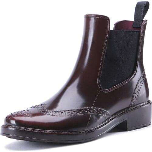 27-140TONGPU Original Design Womens Chelsea Ankle Rain Boots Brushed Version