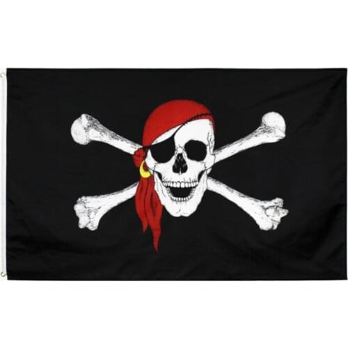 3*5 foot Halloween Supplies Jolly Roger Skull Crossbones Pirate Flag Activity Festival Parade Celebration Outdoor