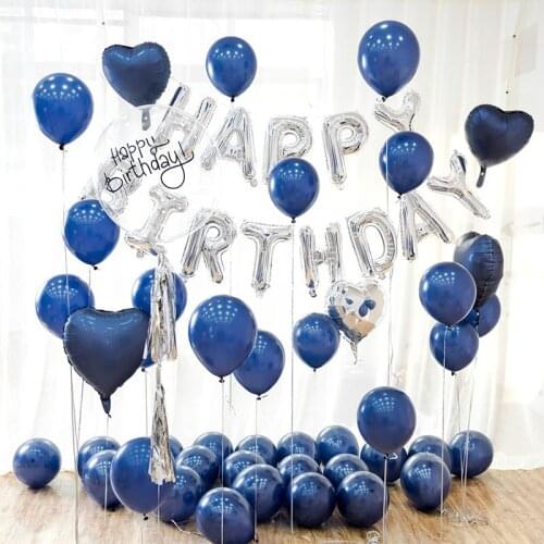 50/100pcs 12inch Luminous Blue Balloons Dark Blue Latex Balloon Birthday Wedding Party Decor Valentines Day Inflatable Air Ball