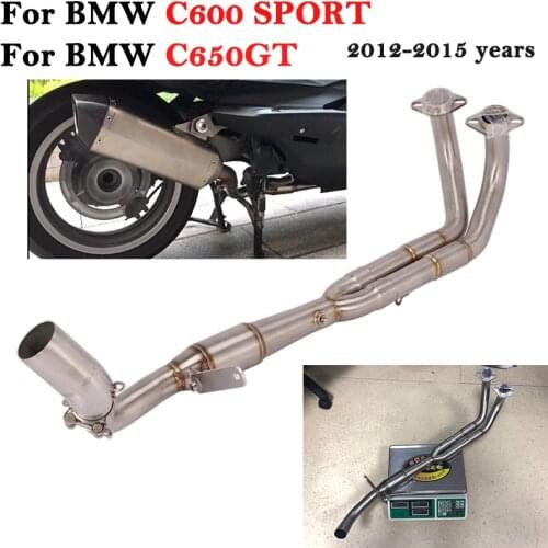 51mm Header Motorcycle Front Middle Link Pipe Catalyst Stainless Steel Exhaust Pipe System For BMW C600 SPORT C650GT 2012 - 2015