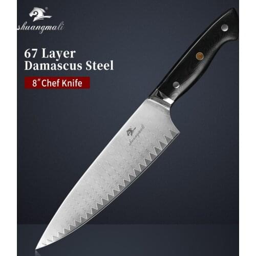 8 Inch Kramer Kitchen Chef Knives 67 Layer Damascus Steel Cleaver Chef Knives Sharp Cooking Cutting Tool Slicing Meat Chef Knife