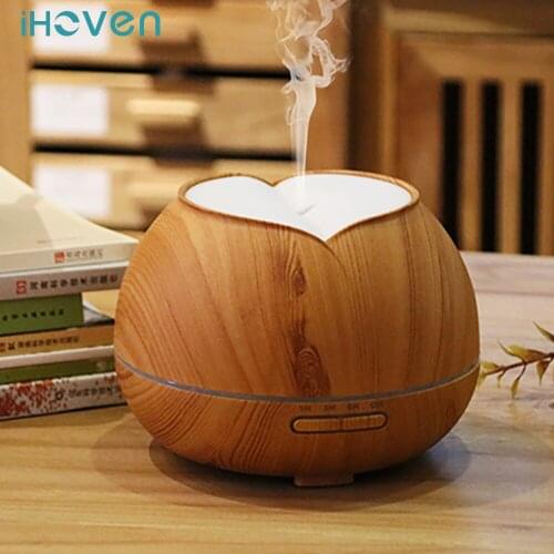 Aroma Diffuser Oil Fragrances Ultrasonic Essential oil Fragrance Air Humidifier Wood Grain LED with 7 Colors LED Light 400ml