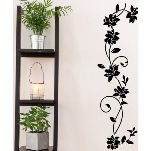 Black flower vine wall stickers refrigerator window cupboard home decorations diy home decals art mural posters home decor