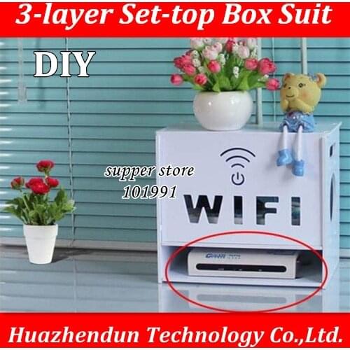 DEBROGLIE 1PCS Wireless White 3 layer Set top Box Router Wood-Plastic Shelf Wall Hangings Bracket Cable Storage For Home Decor