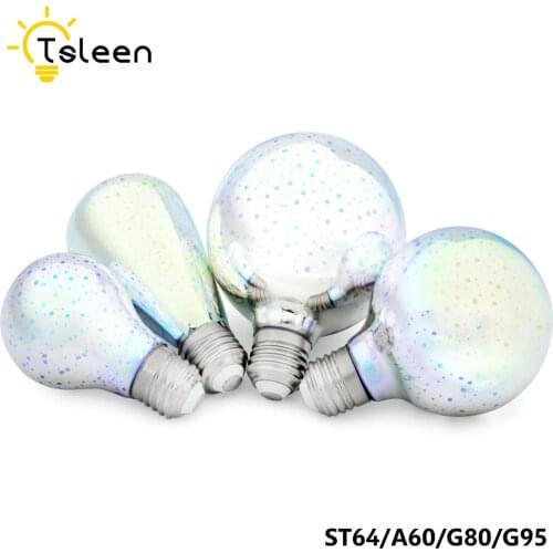 3D Fireworks Effect Vintage Retro Replace Incandescent Bulb lamp G80 A60 ST64 E27 Novelty LED Glass Decoration Light Party Decor