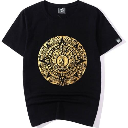 Mens Cotton Black Short Sleeve T Shirt Summer New Vintage Ethnic Printed Men Tshirt Fashion Oversized Camisetas Hombre Verano