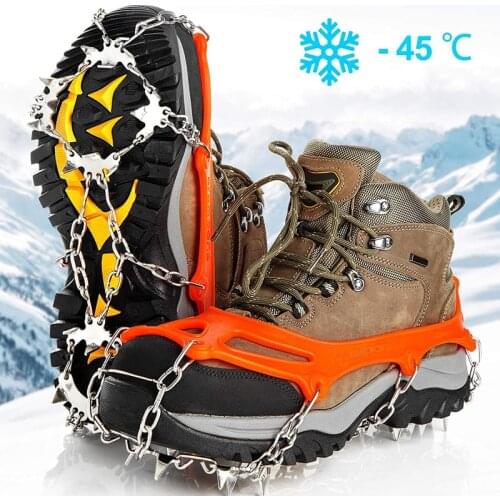 Quality Outdoor Climbing Antiskid Crampons Winter Walk 19 Teeth Ice Fishing Snowshoes Manganese Stainless Steel Slip Shoe Covers