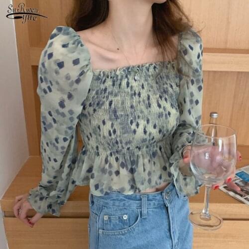 Korean Japanese Flhjlwoc Style Design Floral Ruffled Vintage Peplum Tops Hot Sales Women Summer Cute Short Chic Tops blusa 14906