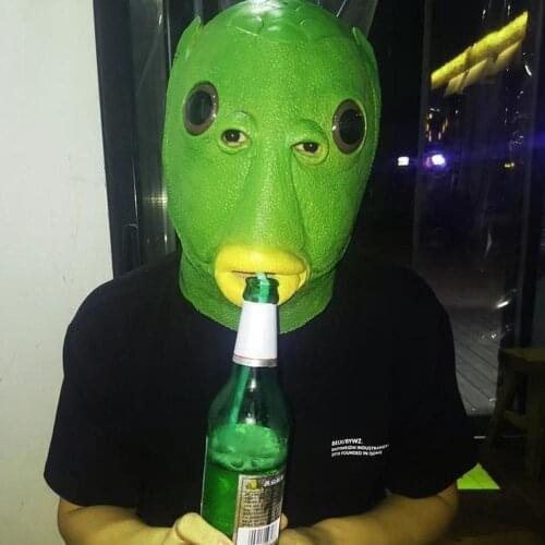 Funny Cosplay Costume Unisex Adult Women Men Carnival Party Green Fish Head Mask Headgear Alien Emulsion Make Fun of Toys Gifts