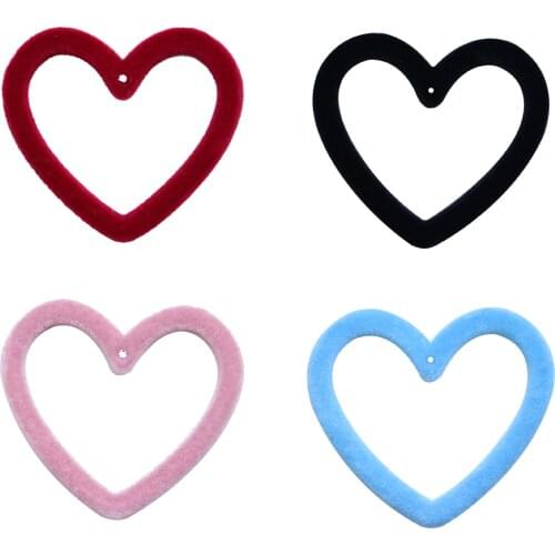 10 PCS 37x41mm Fashion Acrylic Flocking Heart Earring Pendant Charms For DIY Earrings Accessories Wholesale Supply