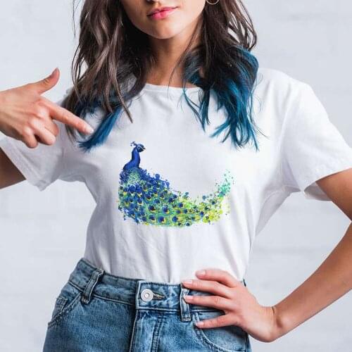 Peacock Painting Youth T Shirts Women Fashion Streetware Cute Animal Spain Vogue 2021 New Arrivals Versatile Casual Clothes