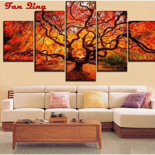 5 pcs Full Square/Round Drill 5D DIY Diamond Painting Deciduous old tree 3D Embroidery Cross Stitch Home Decor Gift