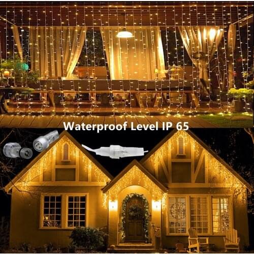 New Year Decoration House Festoon Led Light Room Garlands Christmas Fairy Icicle Curtain Lights 3/4M EU Plug