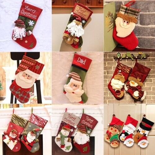 New Year Christmas Stocking Sack Xmas Gift Candy Bag Noel Christmas Decorations for Home Natal Navidad Sock Christmas Tree Decor