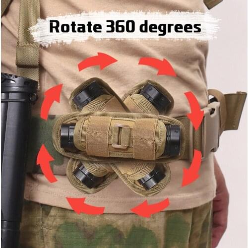Molle Leg Pouch Hiking Cycling Bag Outdoor Portable 360 Degrees Rotatable Flashlight Bag Hunting Camping Package