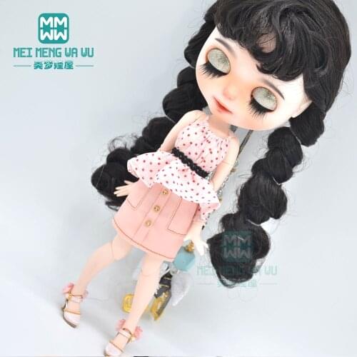 Blyth Doll Clothes fashion polka dot off-the-shoulder shirt, mini skirt, for Blyth Azone OB23 OB24 doll accessories