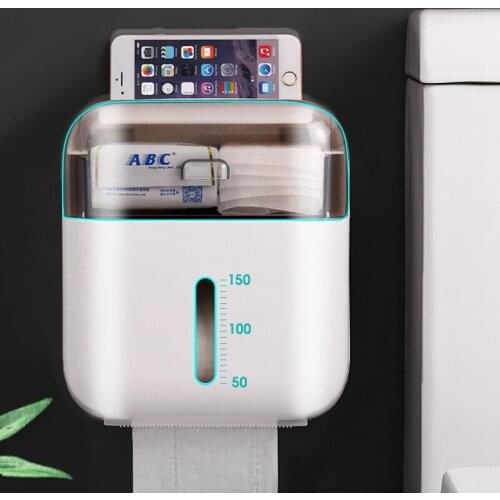 Bathroom Waterproof Tissue Box Plastic Bath Toilet Paper Holder Wall Mounted Paper Storage Box Double Layer Dispenser