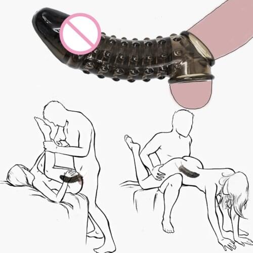 Silicone Penis Sleeve Dildo Enhancer Reusable Enlargement Delayed Ejaculation No Vibrators Sex Adult Toys For Men Women Sex Shop