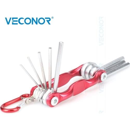 1.5-6mm 8PCS Aluminum Folding Hex Key Set With Carabiner Allen Key Pocket Set Steel Portable Mini Tools Scalable