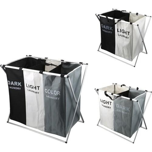 X-Shape Foldable Home Laundry Hamper Dirty Laundry Basket Organizer Large Collapsible Two/Three Grid Sorter Laundry Basket