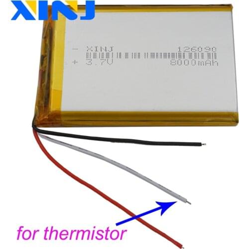 XINJ 3.7V 8000mAh 3wires for thermistor Li Polymer lipo Battery For Power bank DIY LED GPS PSP PAD MID ipod DVD Tablet PC 126090