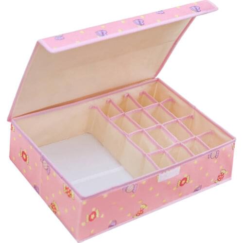 Cherry Pattern Storage Boxes Oxford Fabric Closet Organizer For Scarfs Socks Cover Wardrobe Drawer Separated Clothes Storage Box
