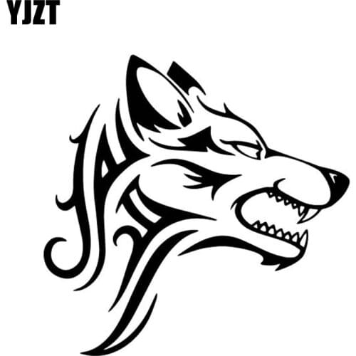 YJZT 15.1CM*14.8CM Fierce Wolf Creative Car Sticker Decoration Body Of Car Vinyl Decal Black/Silver C4-1211