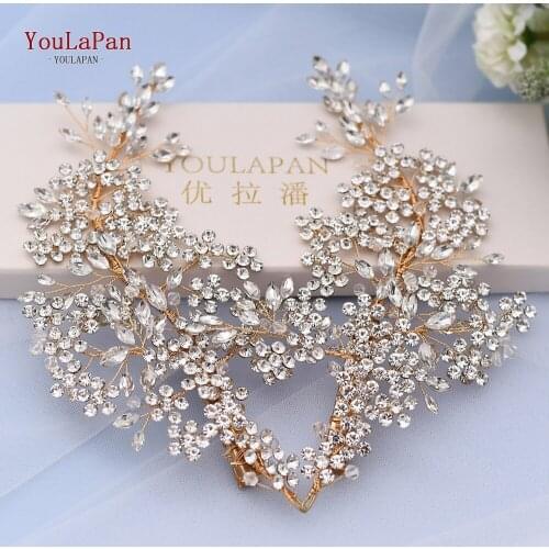 YouLaPan HP253 Sparkling Rhinestone Hairpin Set Silver Golden Hair Clip Women Headwear Crystal Handmade Wedding Accessories