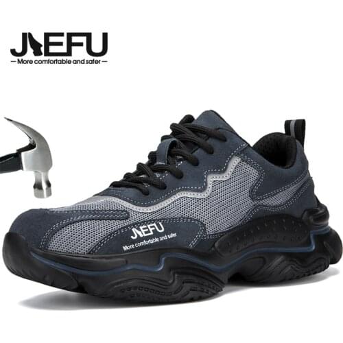 JIEFU Safety Shoes Men Women Lightweight Steel Toe Sport Work Sneakers Durable Construction Footwear