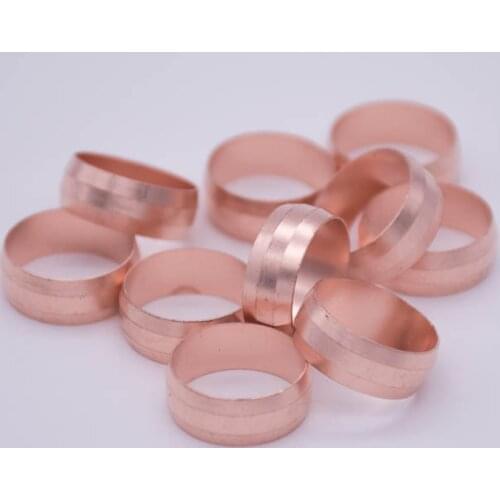 10 PCS Fit 15mm Tube OD Copper Ferrule Ring For Compression Union 10 PCS Fitting Water Gas Oil