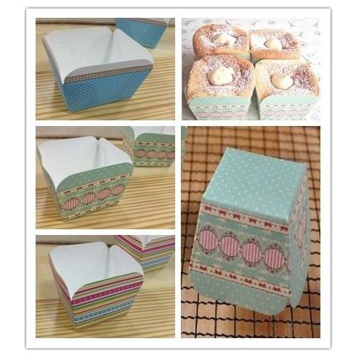1000 pcs hot selling muffin cups Baking British retro/Color stripe/Classic blue dot lace square cake box cake cup lin5138