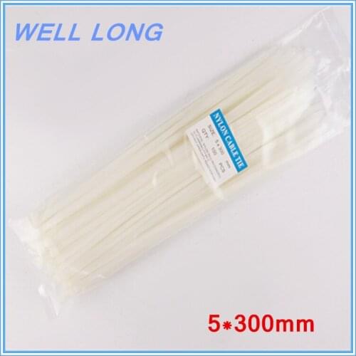 200pcs/lot 5*300mm White Self-Locking Nylon Wire Cable Zip Ties, Cable Ties